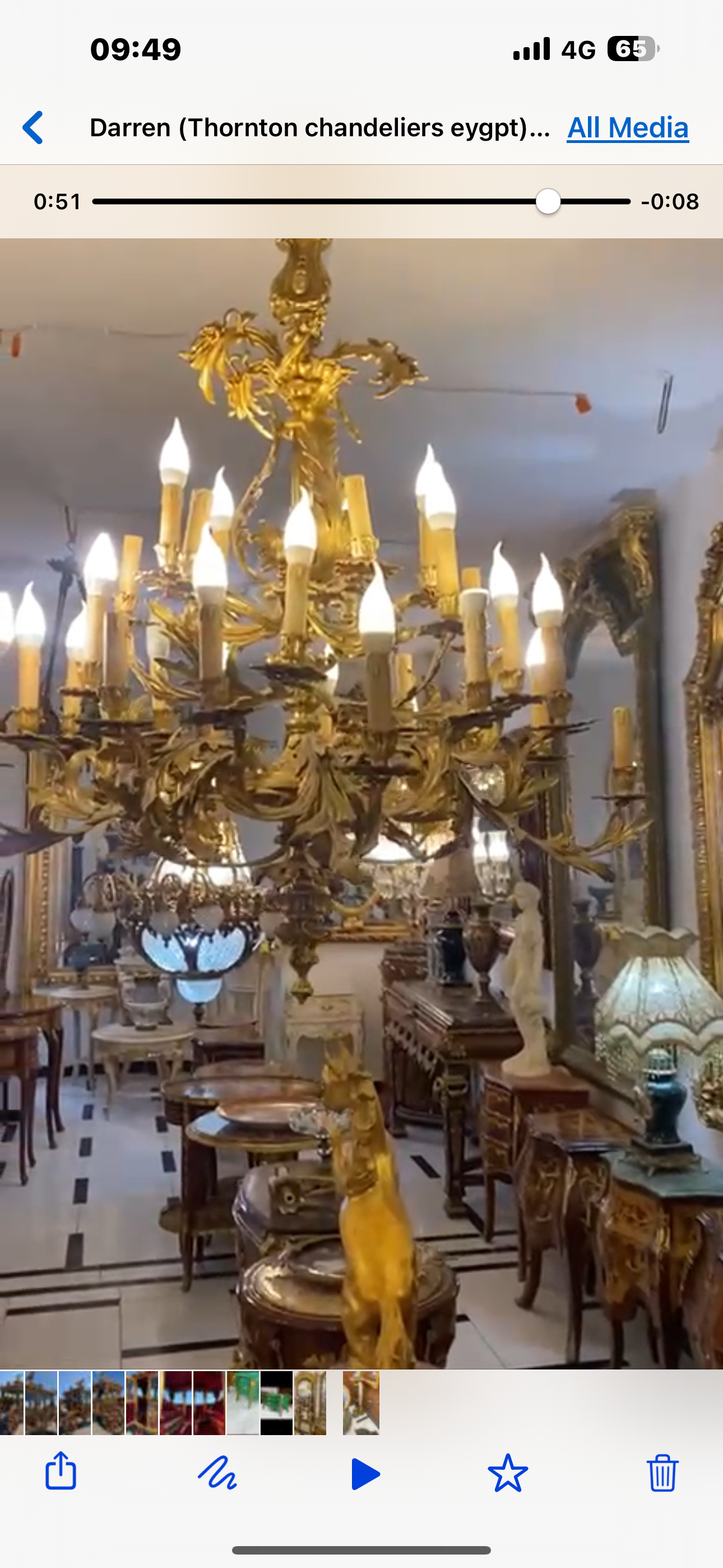 Huge, solid bronze, antique Italian royal chandelier 24 arms (pair available)