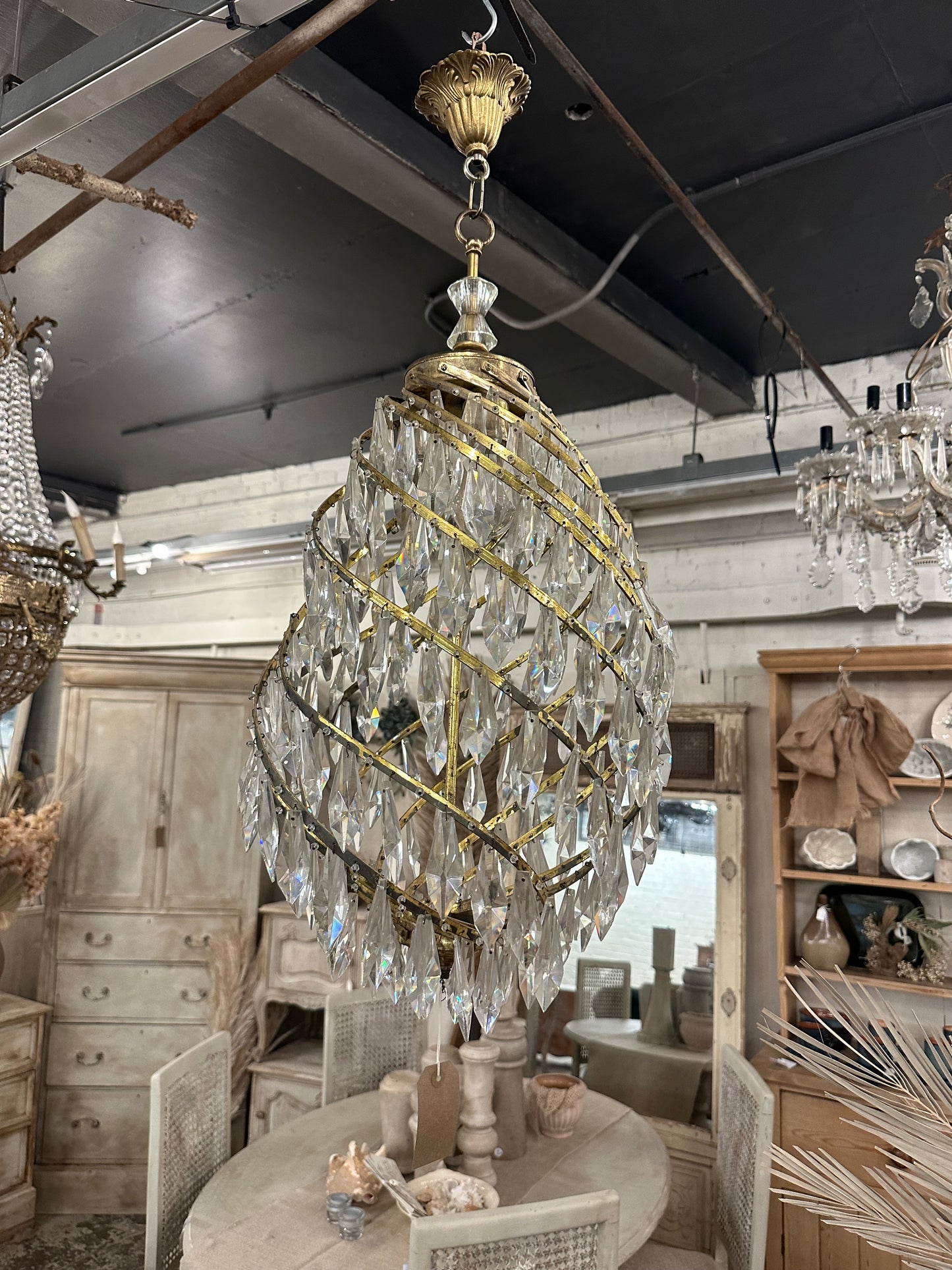 Italian crystal chandelier antique spiral