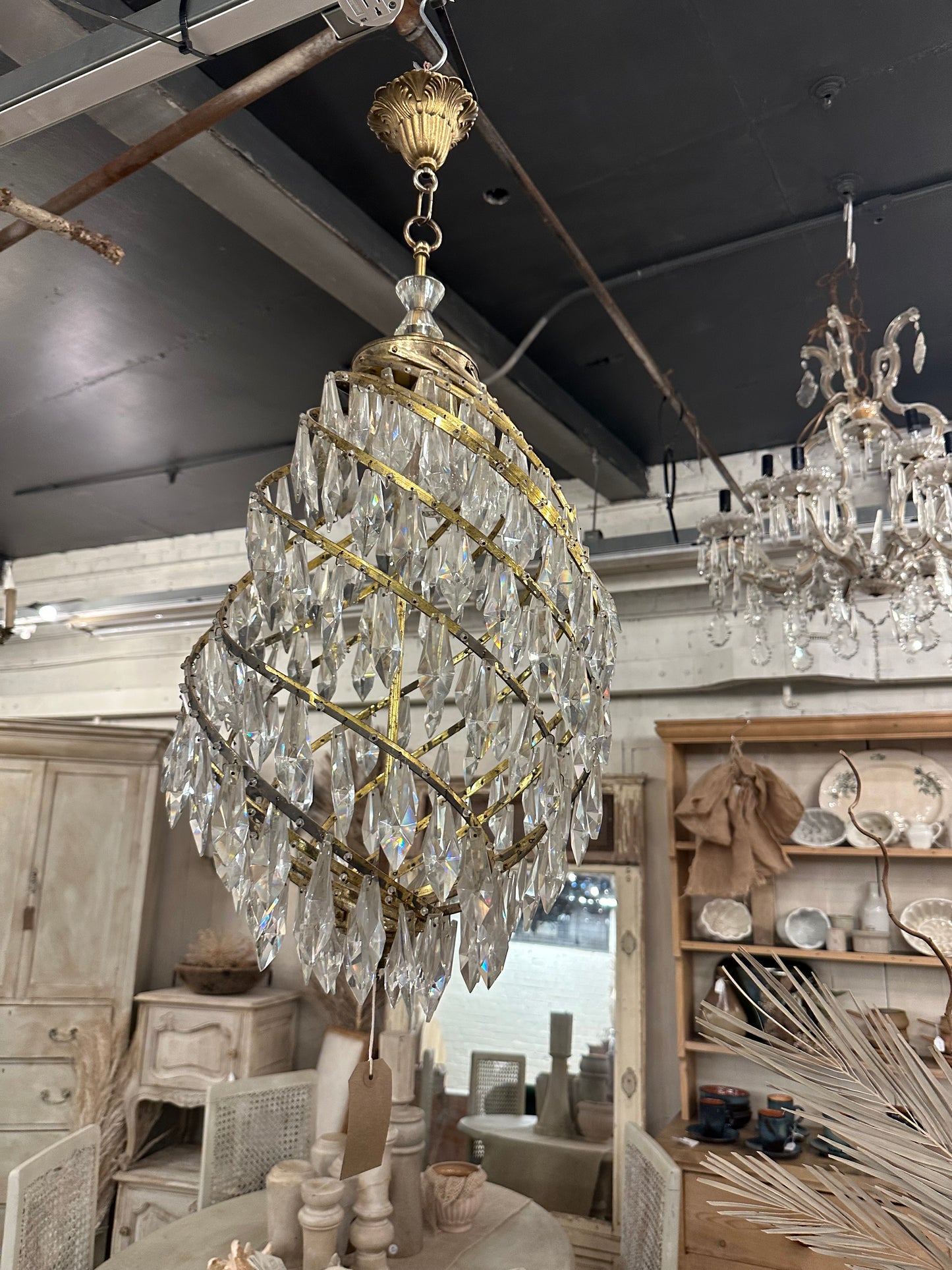 Italian crystal chandelier antique spiral