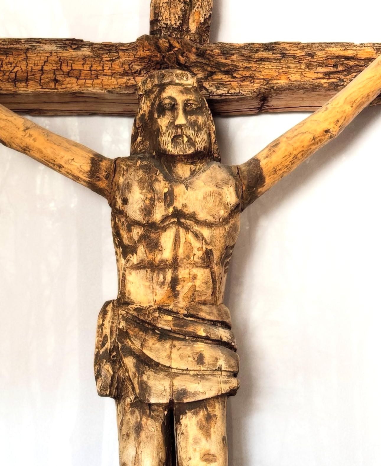 5x3ft, original wooden 18thC cross, removed from Italian church