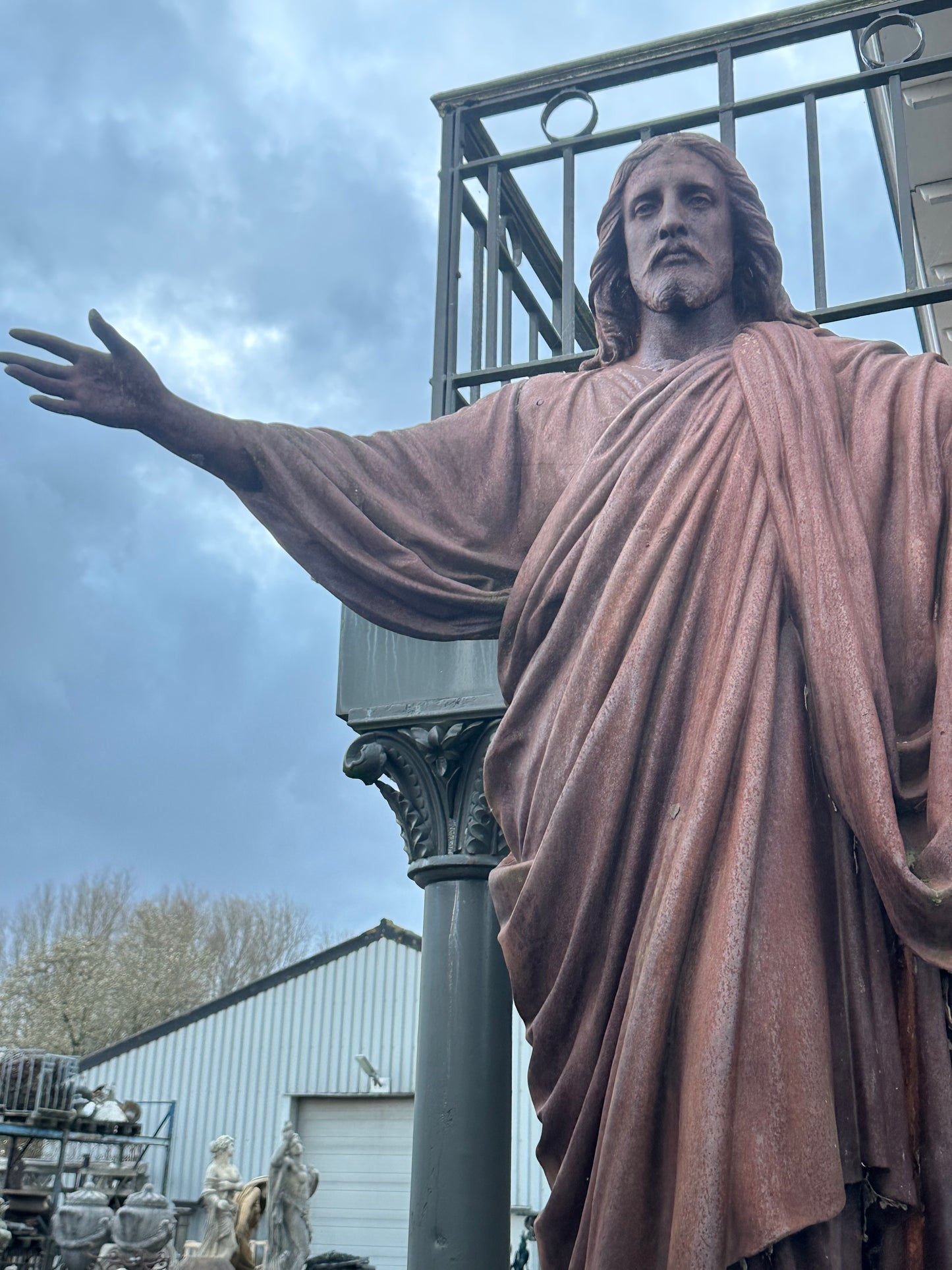 Huge 14ft+, extremely rare, 1 of 2 in existence, signed “Jesus” on plinth statue, “fondu par denonvilliers jesus” MAURICE DENONVILLIERS