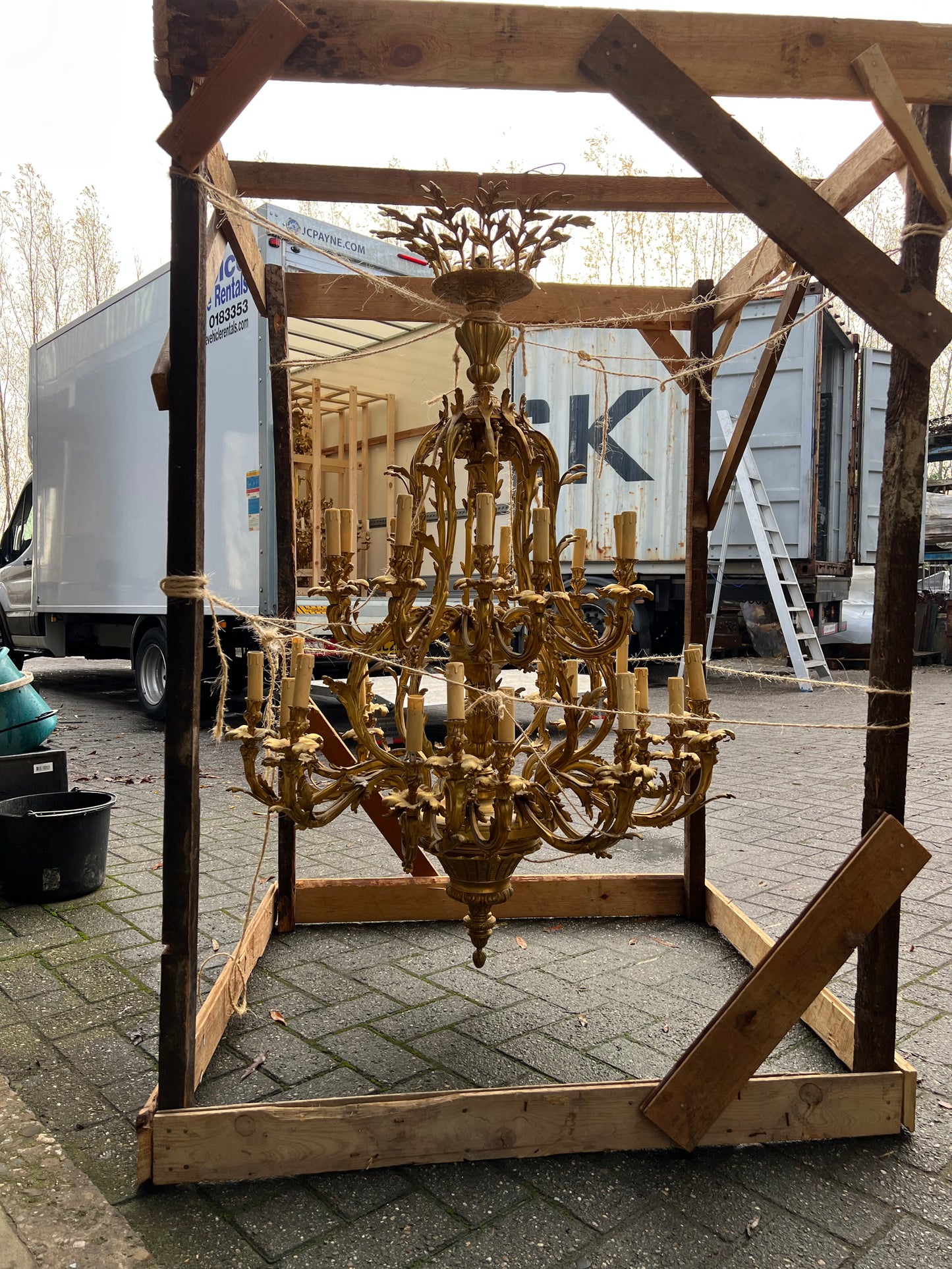Huge, solid bronze, antique Italian royal chandelier 24 arms (pair available)