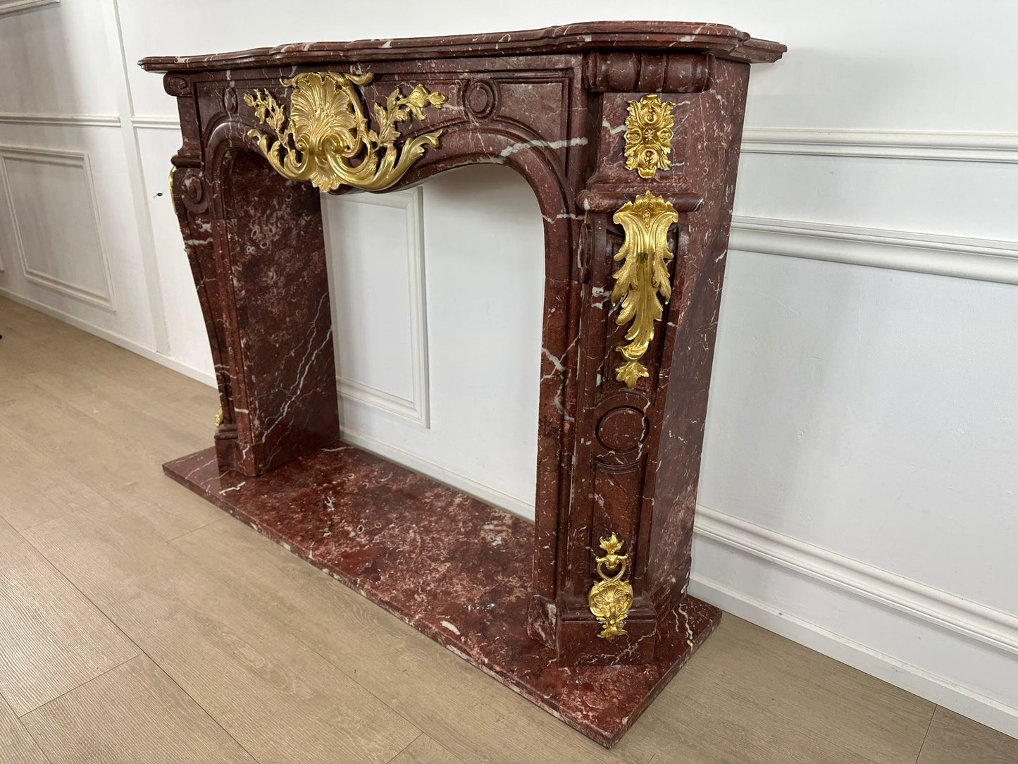 Beautiful French rococo marble fireplace (pair available)