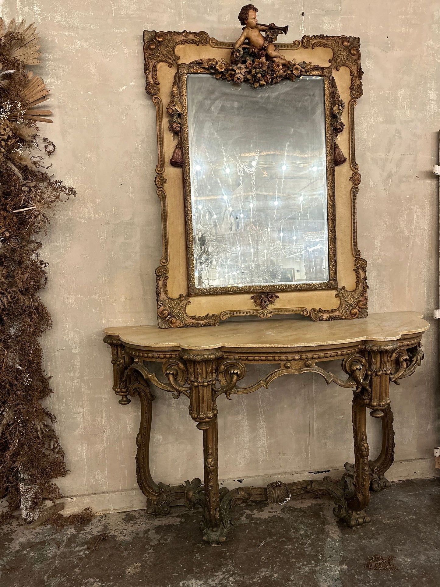 Victorian console table and mirror