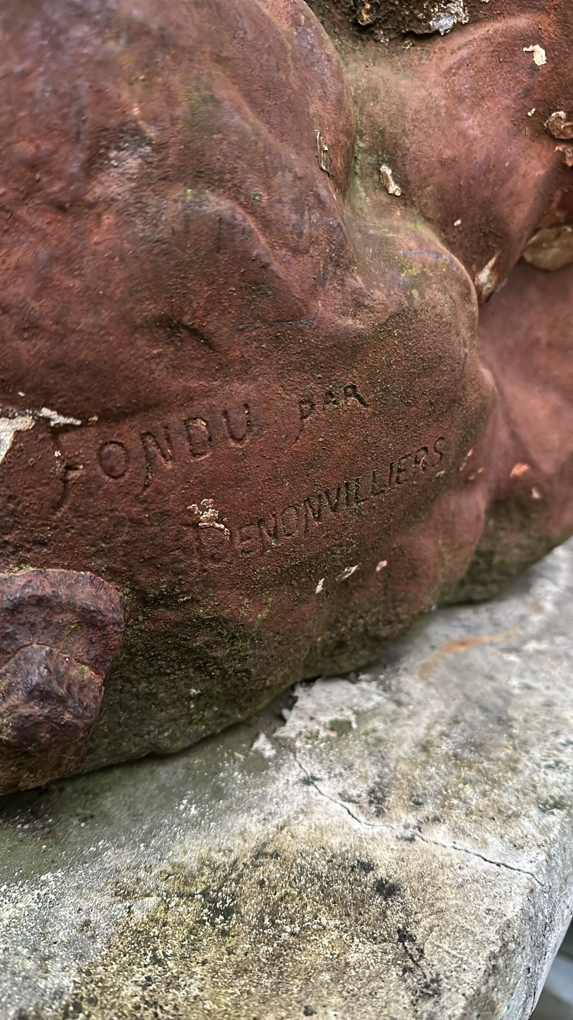 Huge 14ft+, extremely rare, 1 of 2 in existence, signed “Jesus” on plinth statue, “fondu par denonvilliers jesus” MAURICE DENONVILLIERS