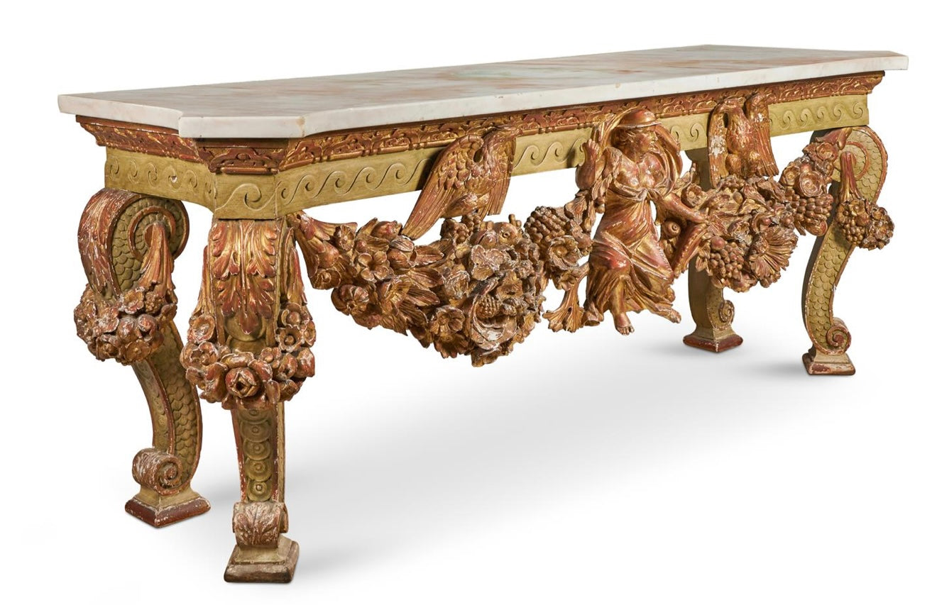 Stunning, 19thC carved wood, 225cm long console table