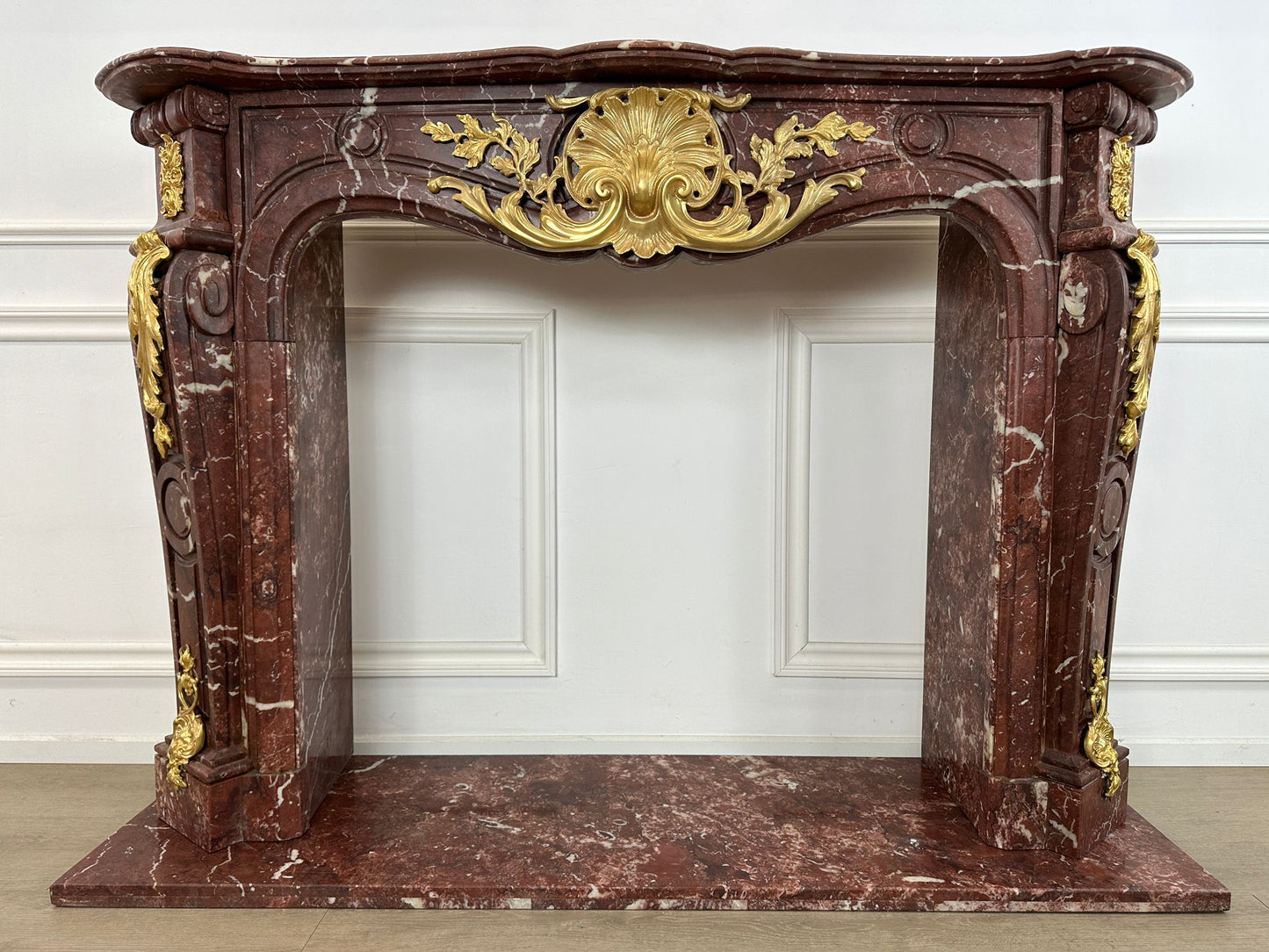 Beautiful French rococo marble fireplace (pair available)
