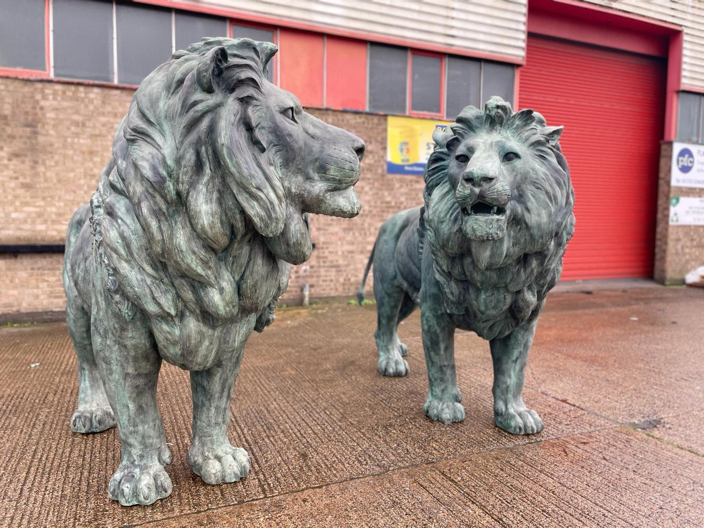 Huge, pair of antique bronze lions from Italy