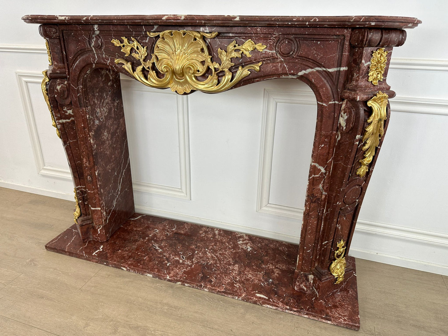 Beautiful French rococo marble fireplace (pair available)
