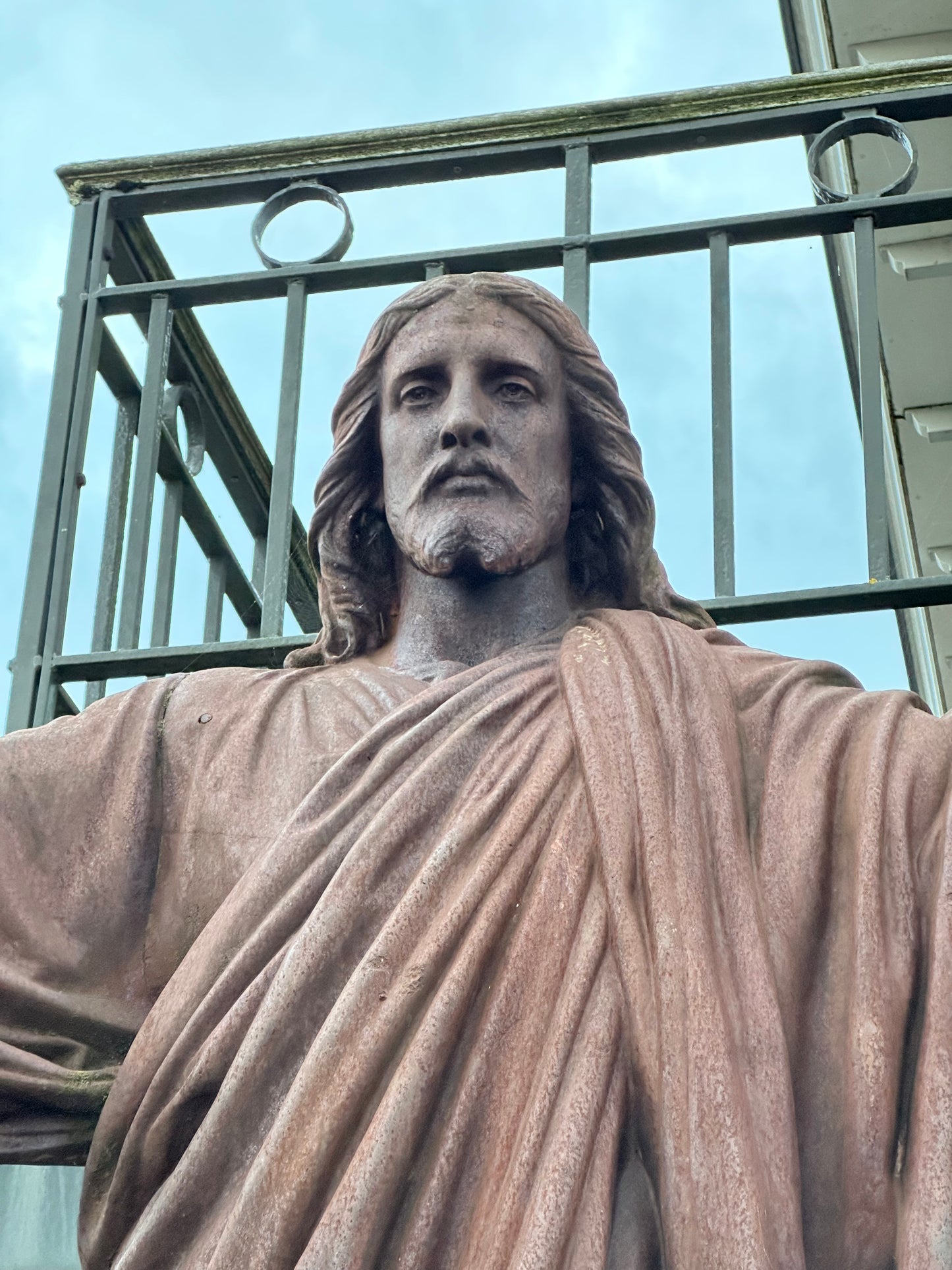 Huge 14ft+, extremely rare, 1 of 2 in existence, signed “Jesus” on plinth statue, “fondu par denonvilliers jesus” MAURICE DENONVILLIERS