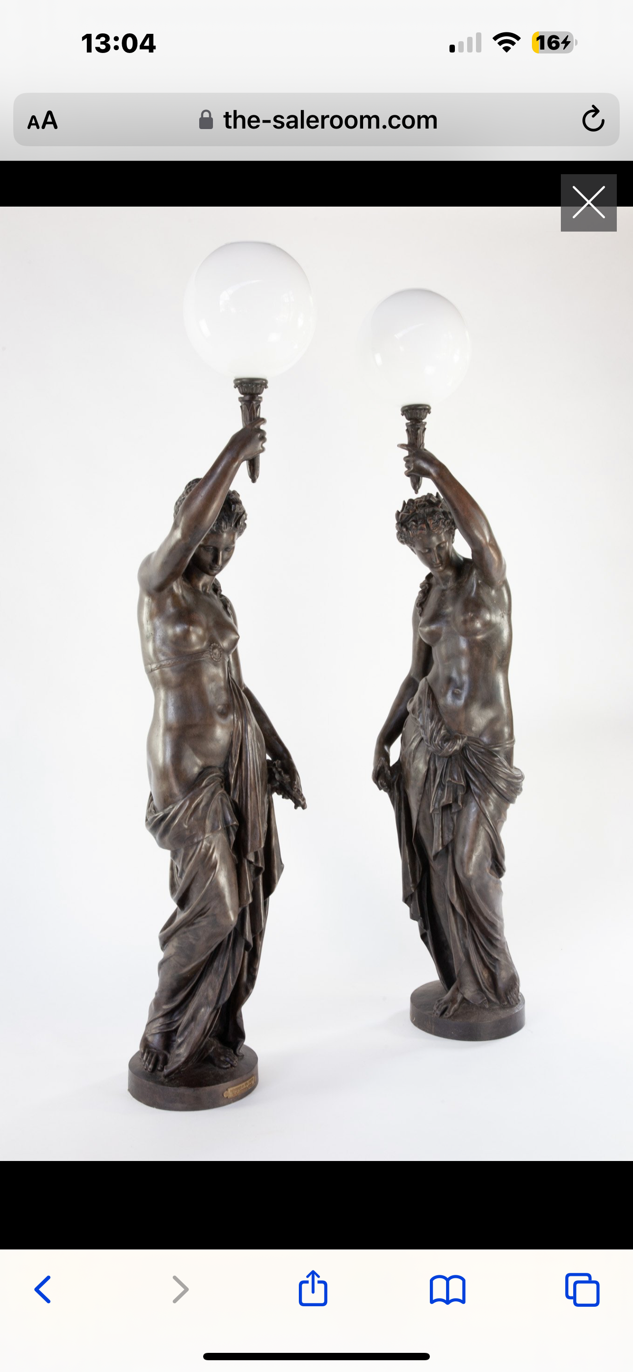A pair of Val D'Osne torchères, 19thC
with bronzed patination,
one with makers brass plaque
173cm/6ft high overall
