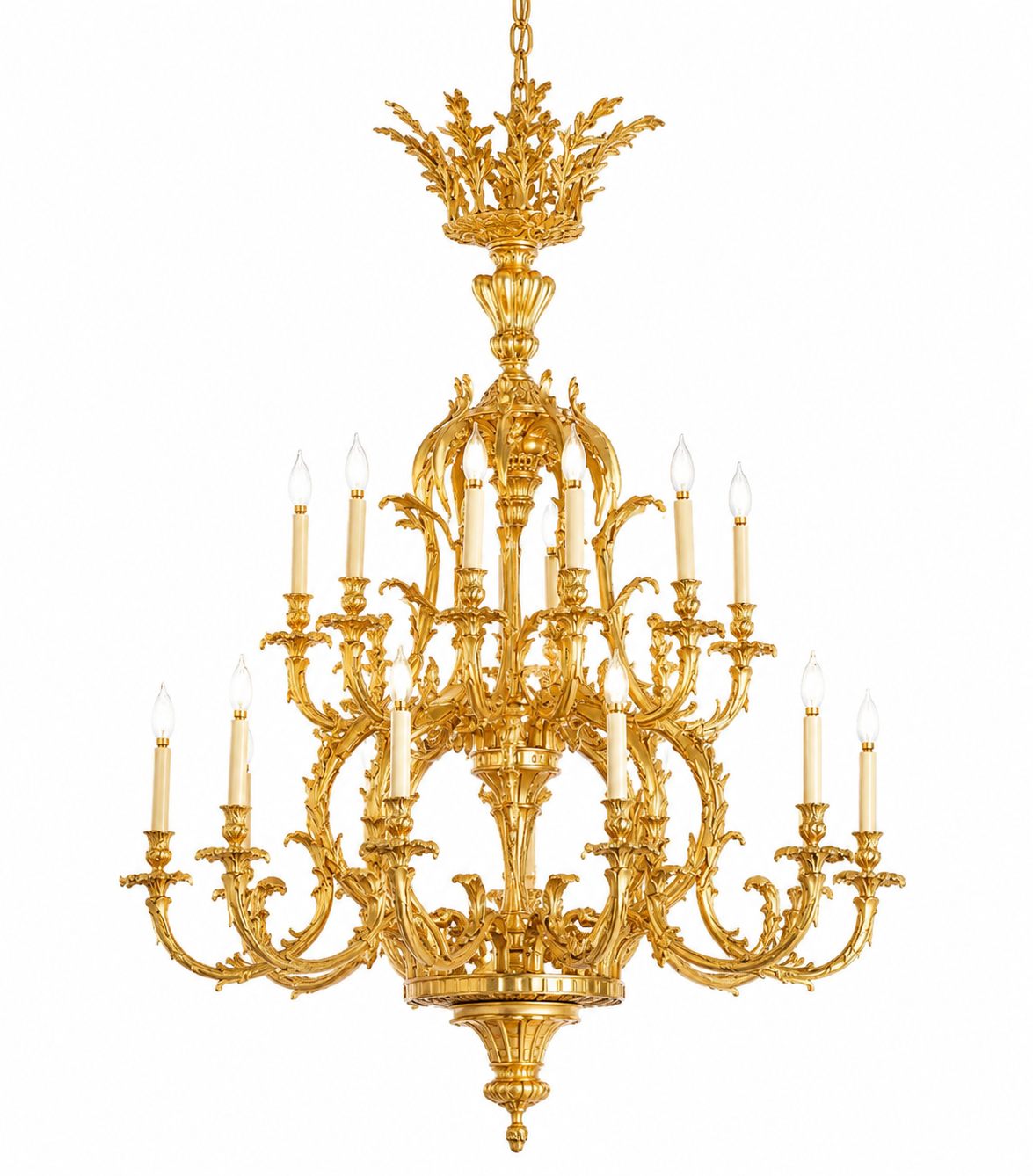 Pair of, 145x125cm French baroque 19th bronze chandeliers