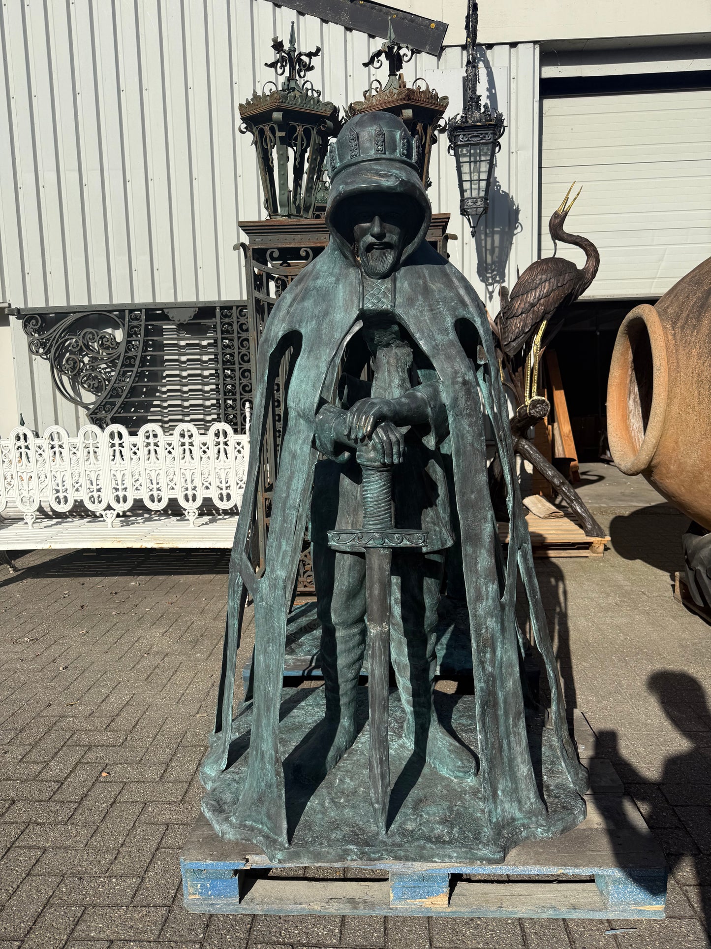 Pair of, 6ft tall King Arthur bronze statues