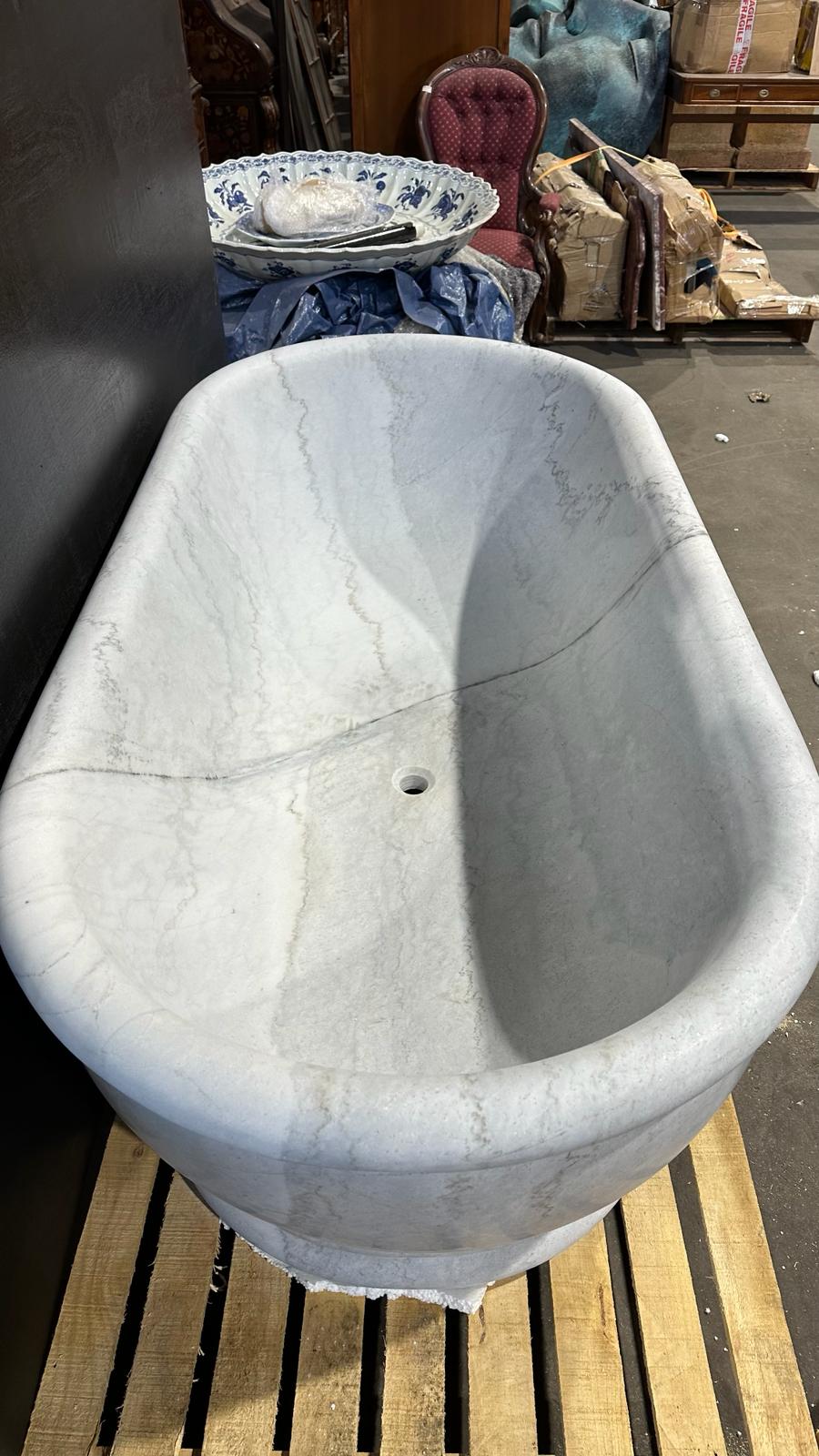 Italian solid marble bath, 188cm long, double ended