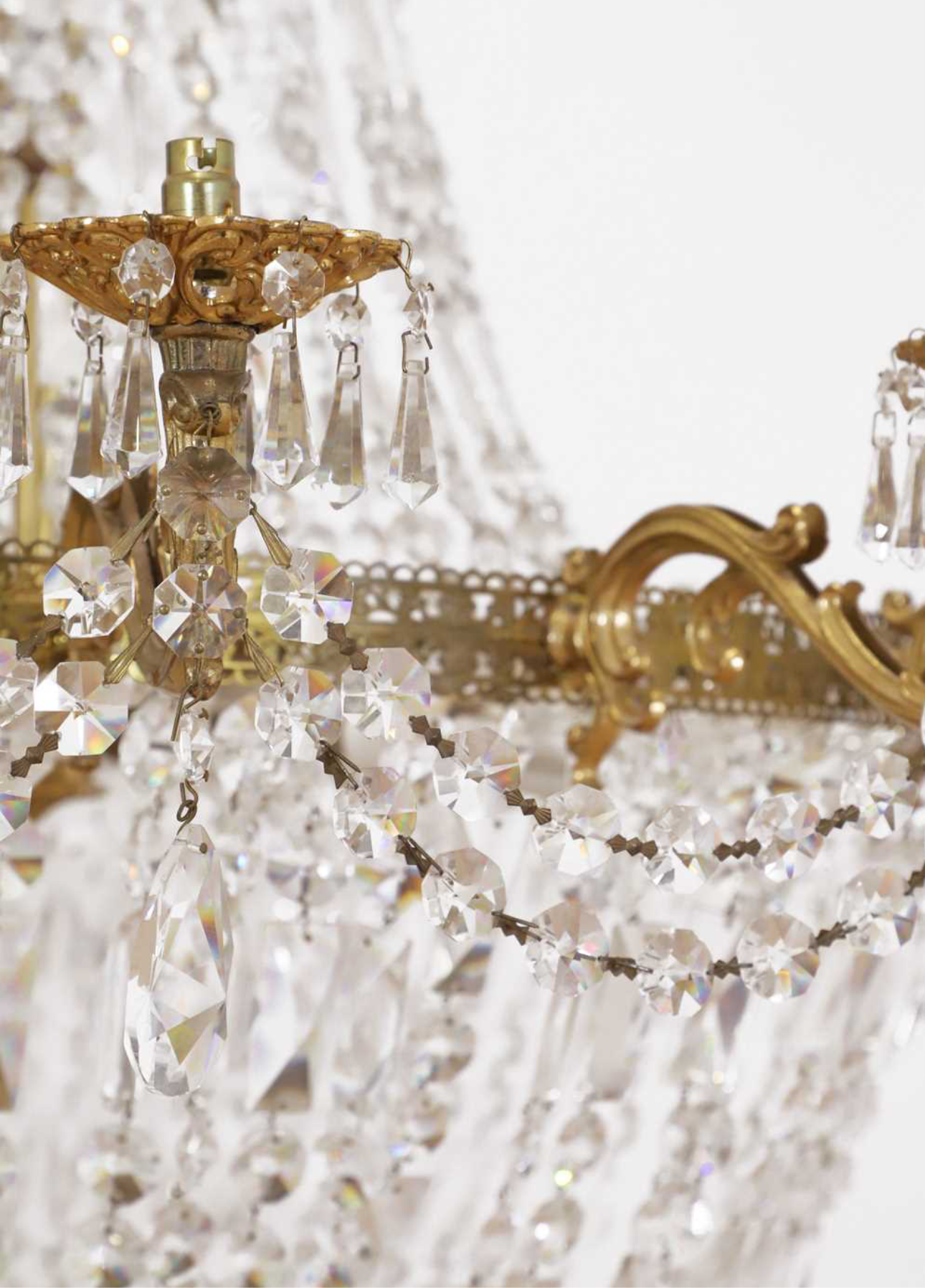 Huge, beautiful 19thC French crystal empire chandelier (150x130cm) 5ft tall