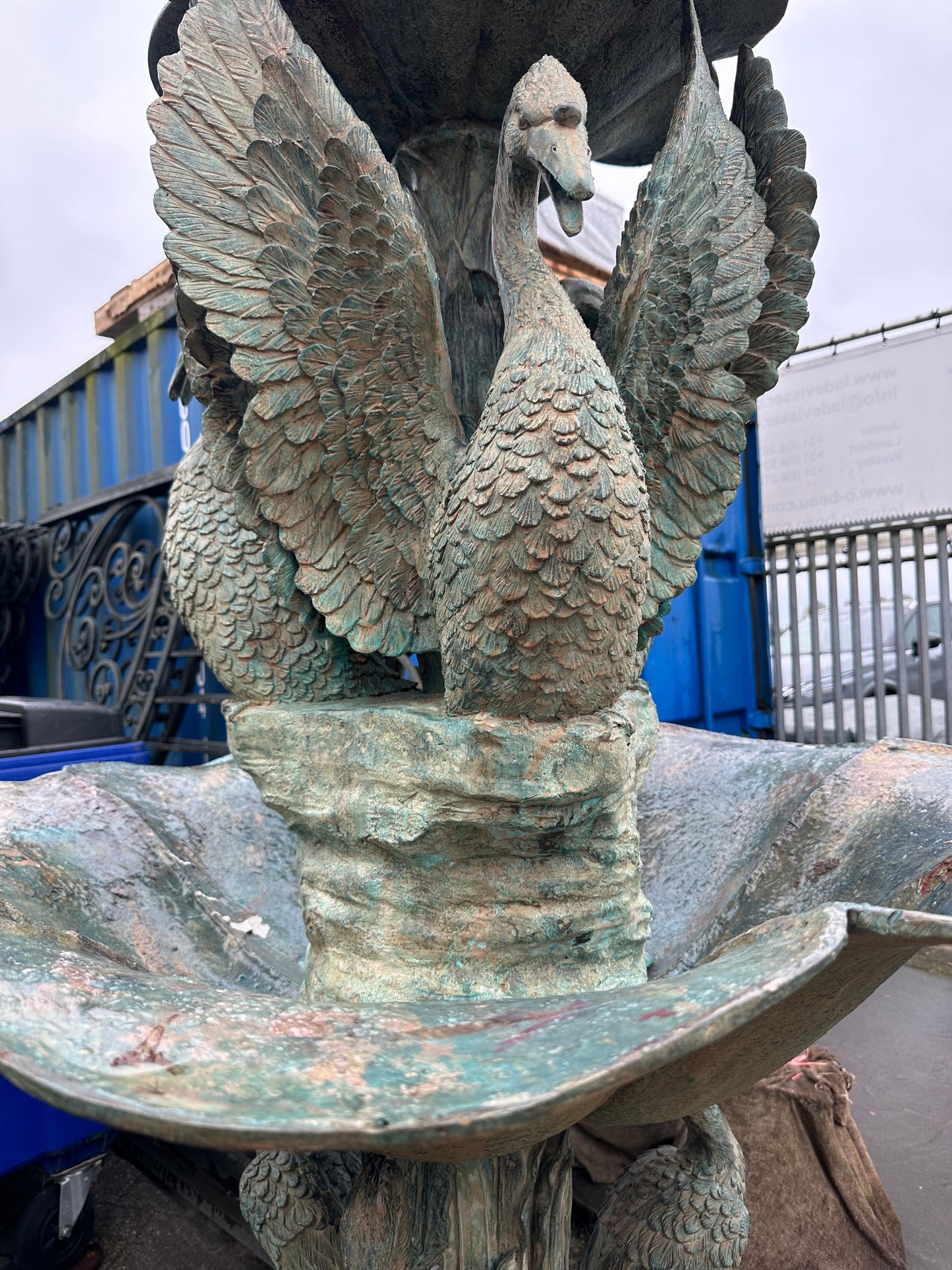 Rare, solid bronze, “Swan” water fountain