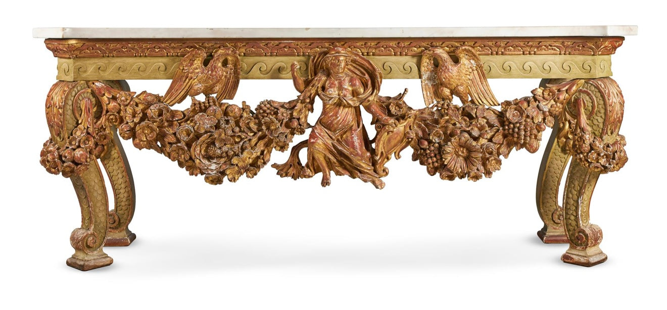 Stunning, 19thC carved wood, 225cm long console table