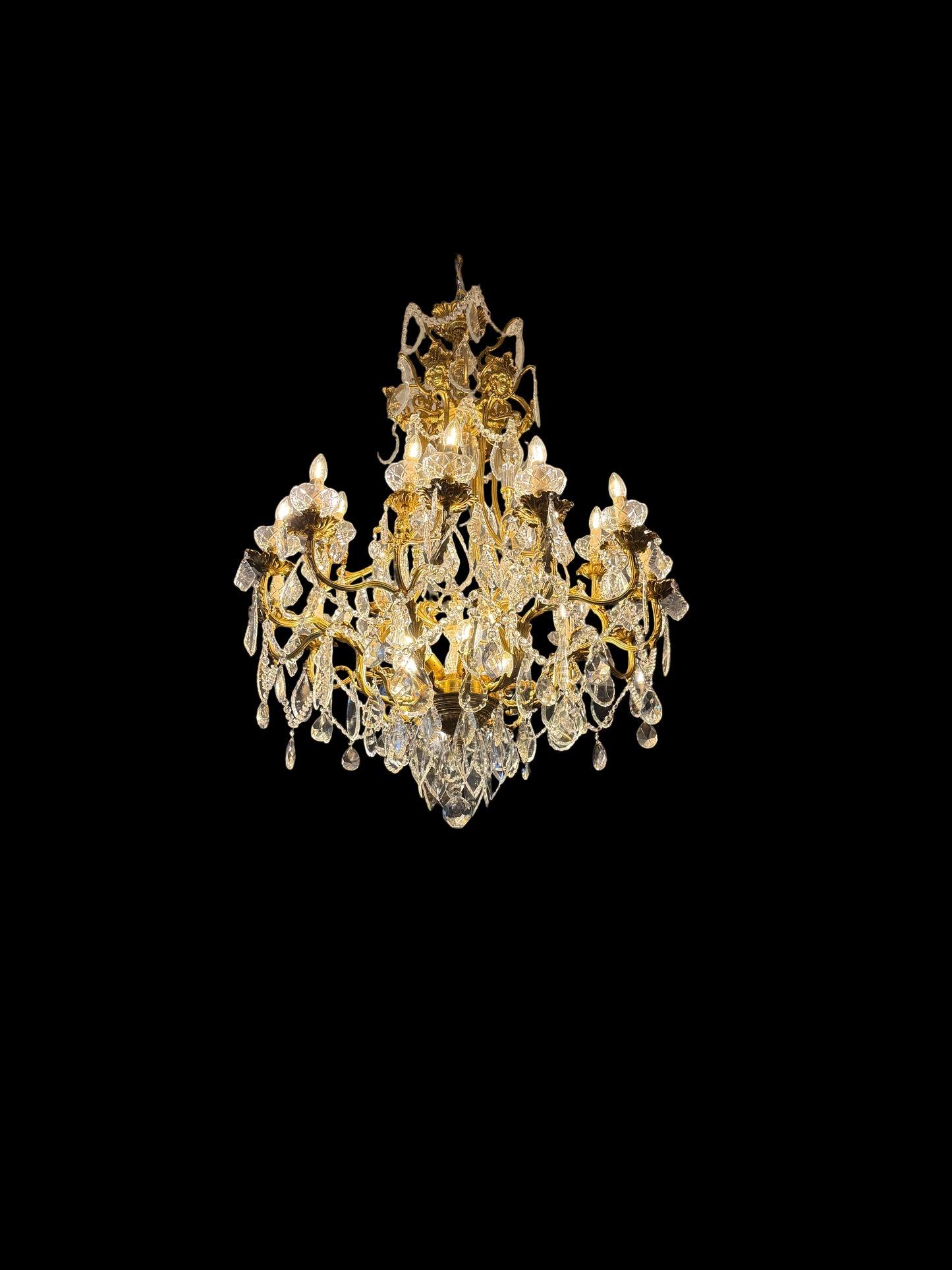 Stunning, matching pair of French antique crystal chandeliers