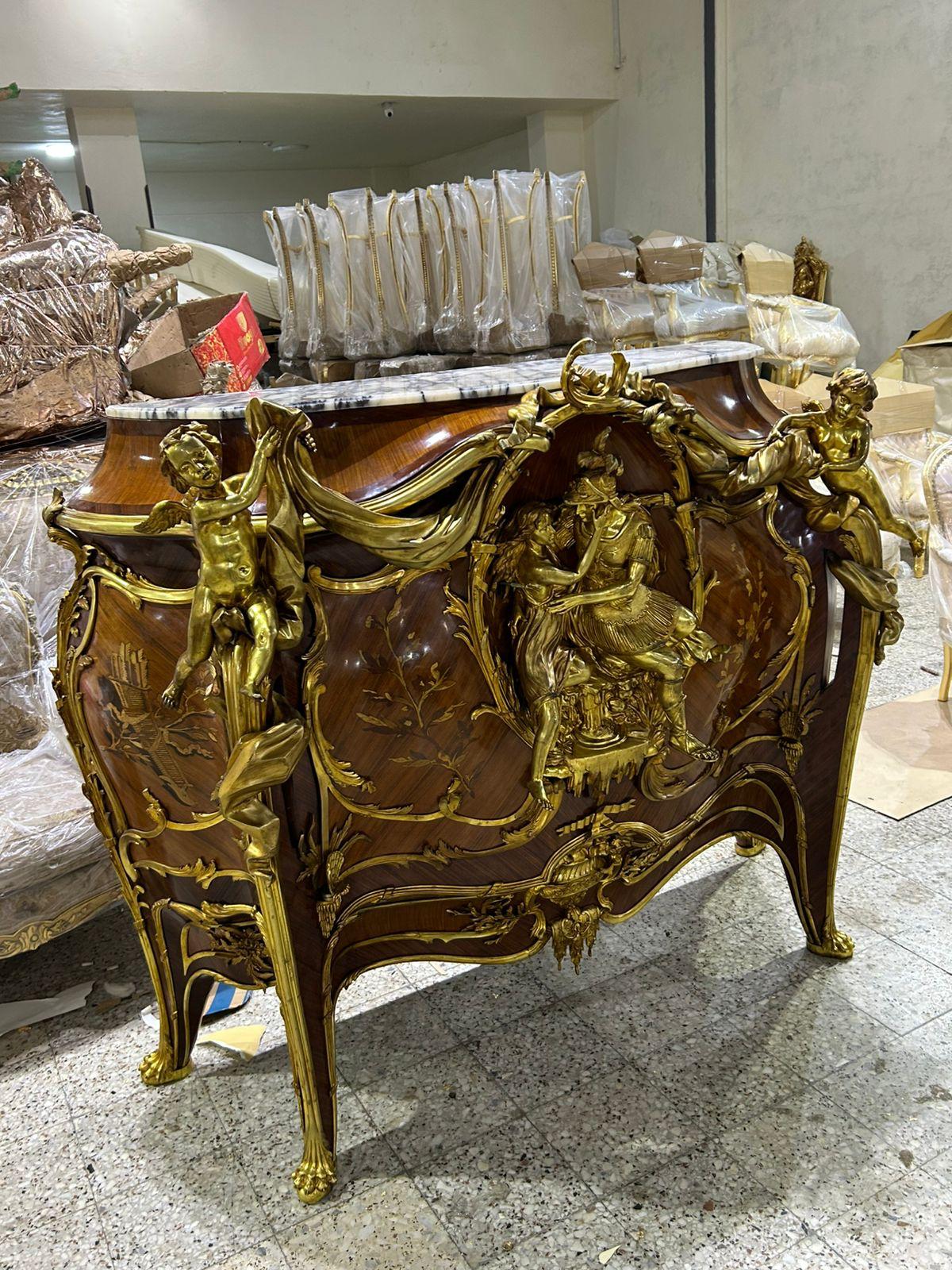Pair of, Linke, French antique inlaid and bronze, buffets