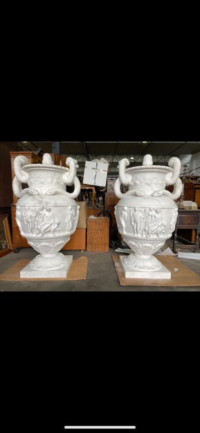 Pair of, huge Italian marble urns, 4.5ft tall