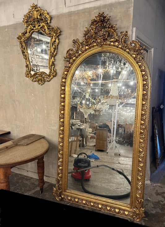 Stunning, 7ft tall French gilt wood mirror