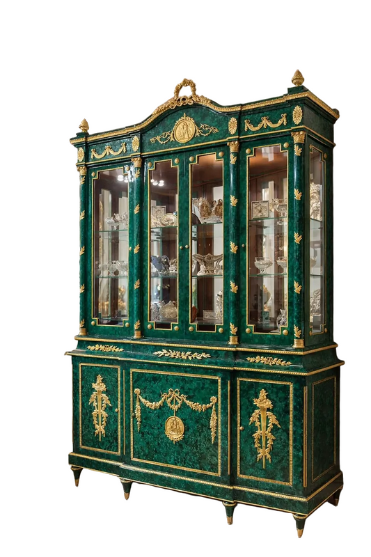Stunning, malachite display cabinet (x2 available)
