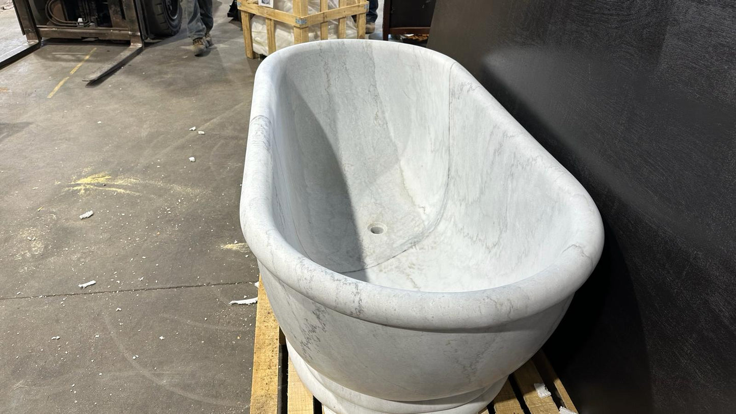 Italian solid marble bath, 188cm long, double ended