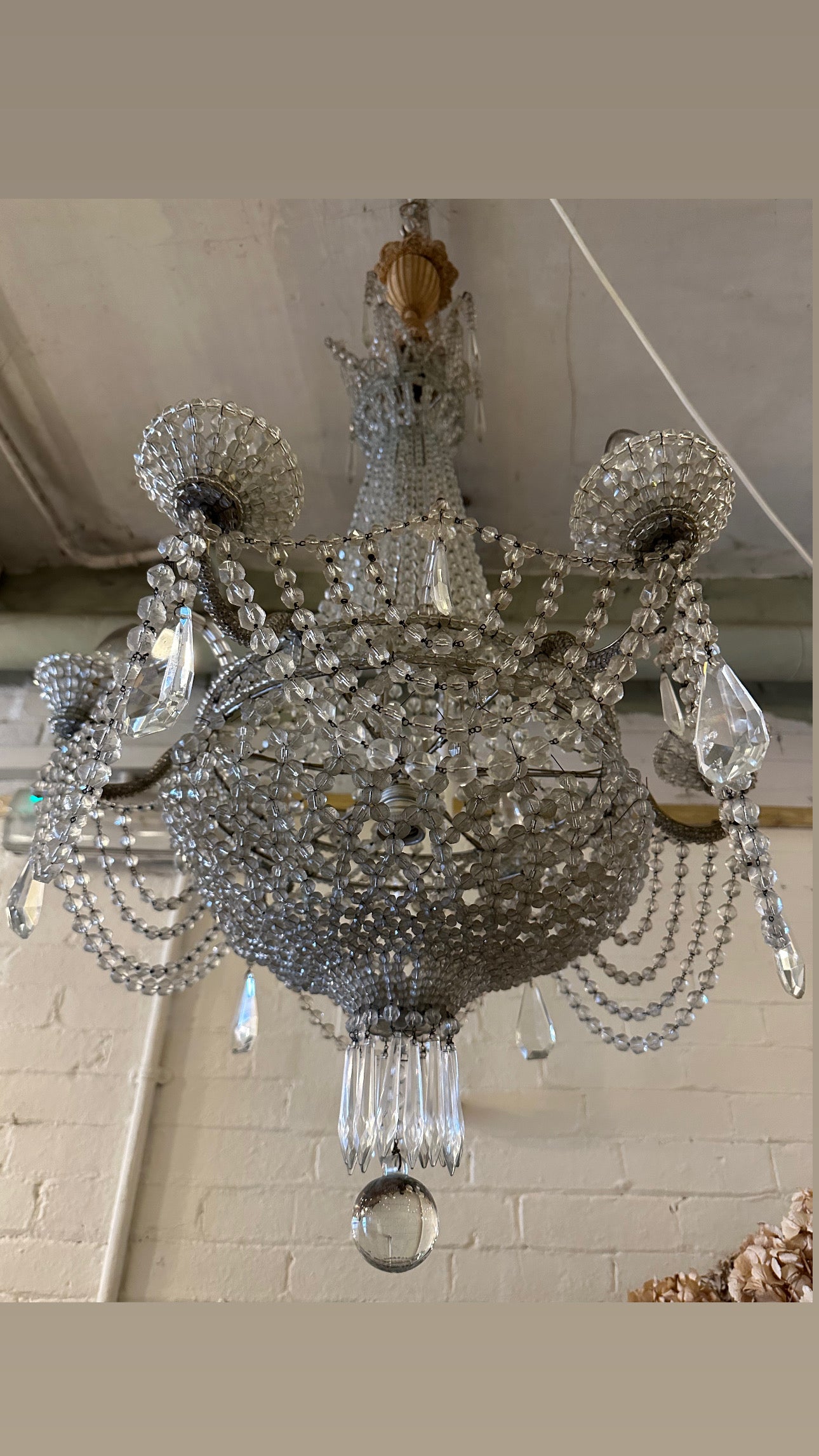 Rare, antique French crystal empire chandelier