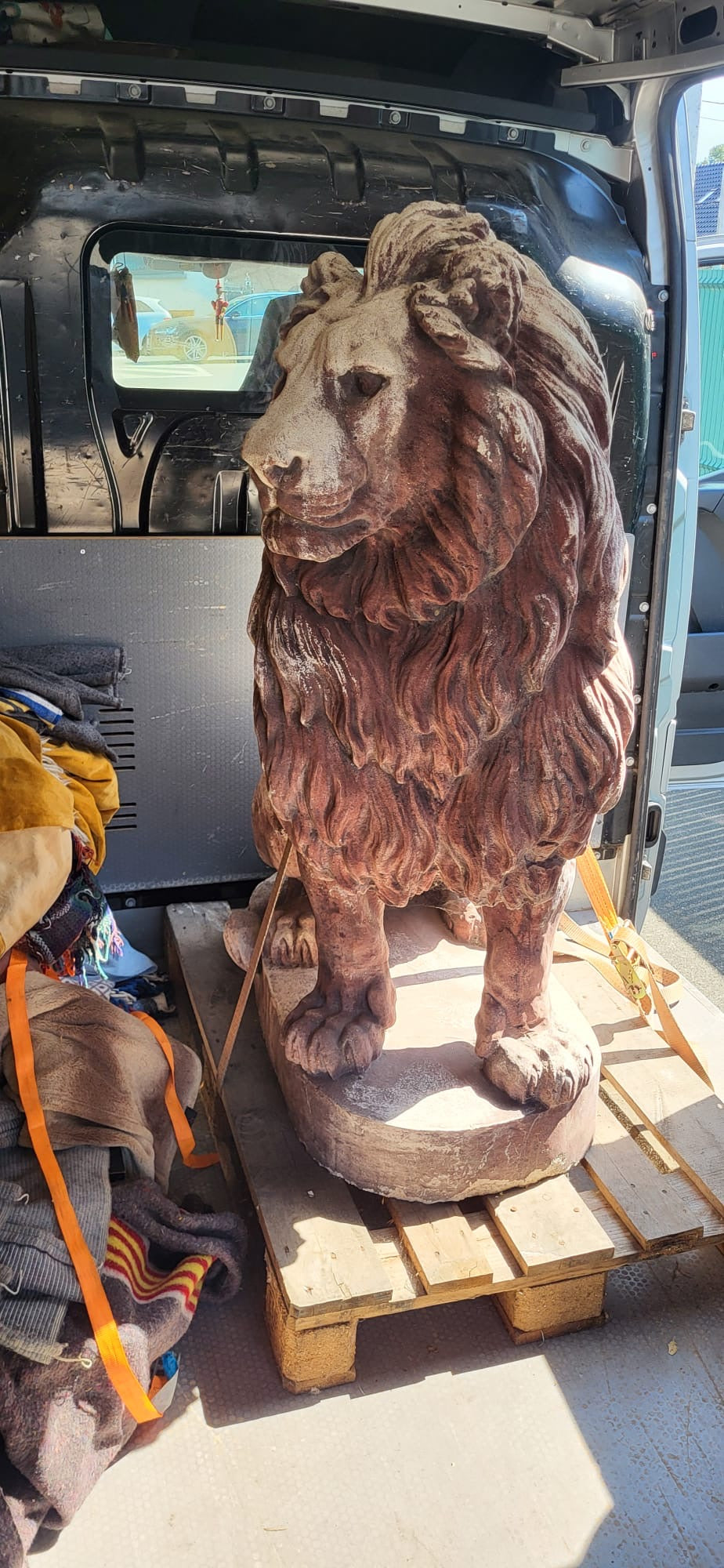 Pair of Italian limestone lions from early 1900’s 4.5ft tall