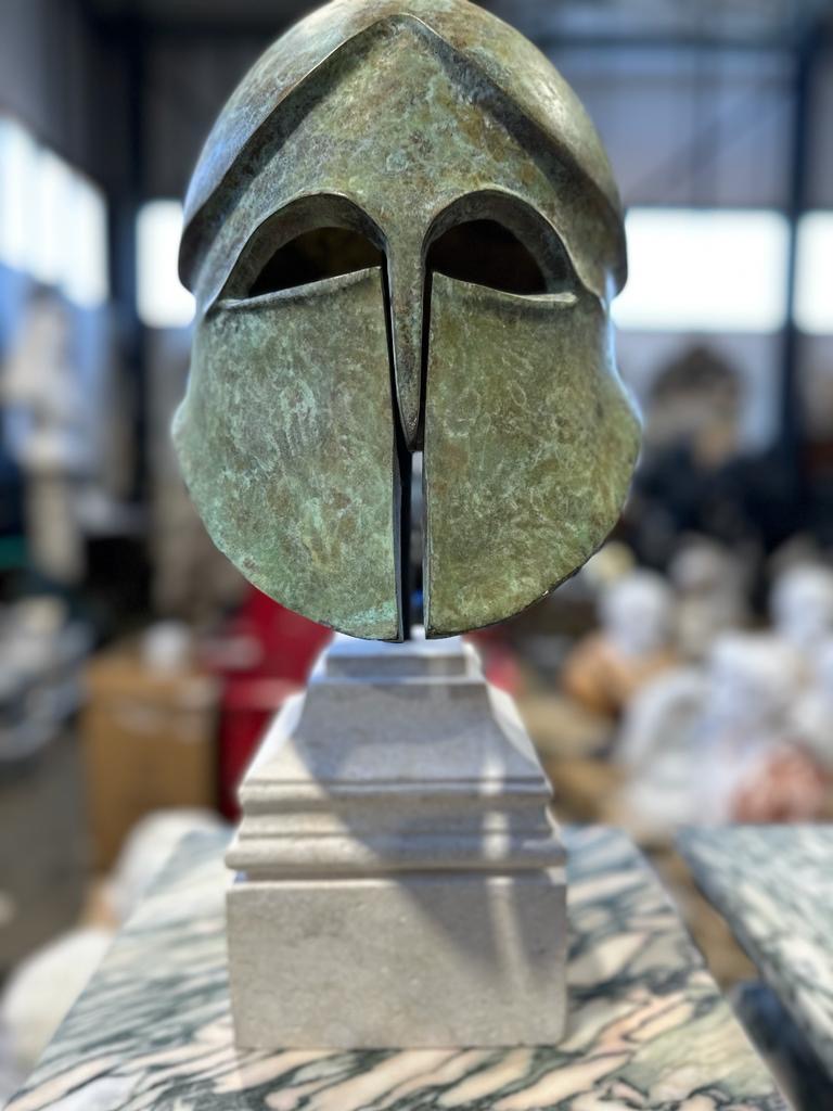 Huge, full size, bronze roam mask on plinth, very rare find from GREECE