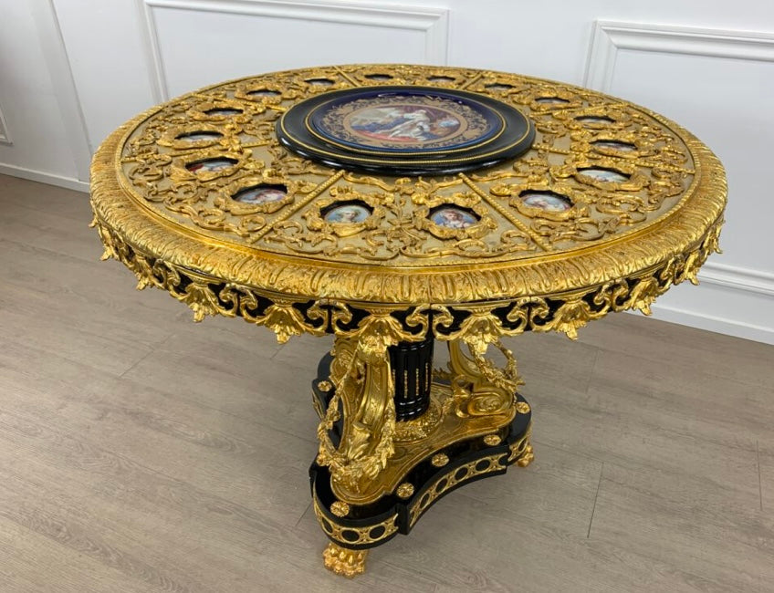 Bronze and porcelain, French baroque centre table