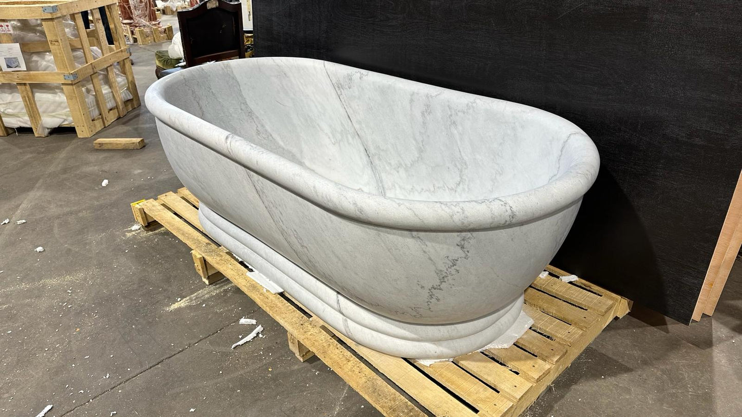 Italian solid marble bath, 188cm long, double ended