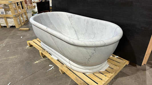 Italian solid marble bath, 188cm long, double ended