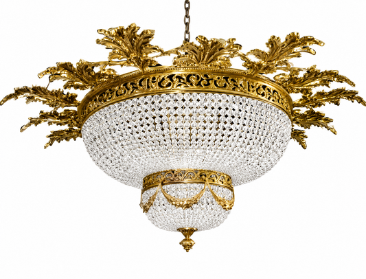 Stunning art deco style, French empire, bronze and crystal chandelier