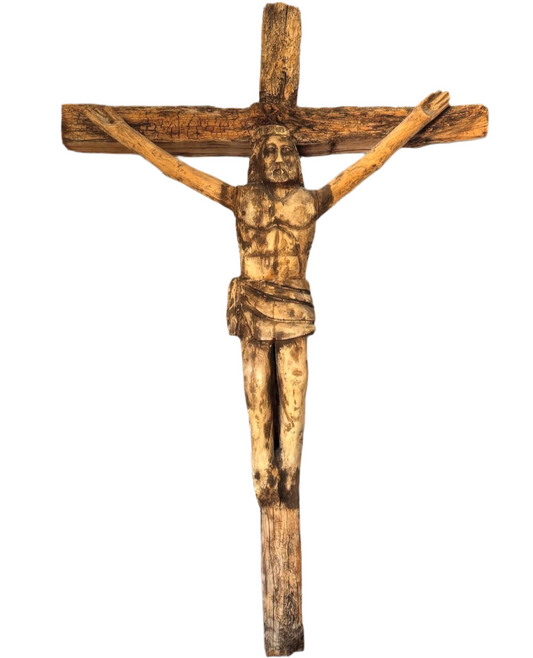 5x3ft, original wooden 18thC cross, removed from Italian church