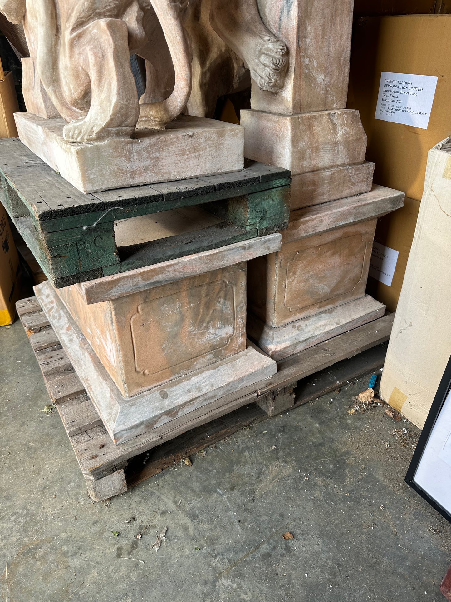 Pair of, Italian marble lions Earley 1900’s, with marble plinths (priced individually)