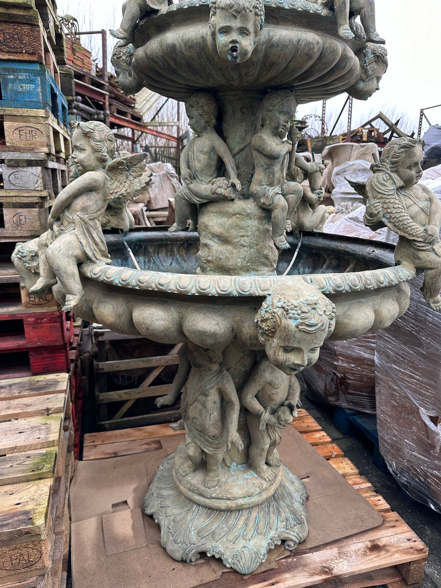 Fantastic, 1920’s solid bronze French cherub water fountain