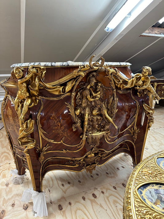 French Louis XV, Linke, marble top,  bronze mounted cupboard (260kgs)