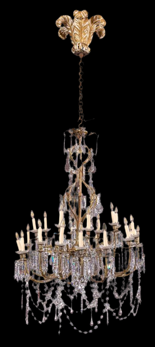 19thC, Italian, gilt bronze and crystal, huge 170cm tall (without chain) Italian chandelier