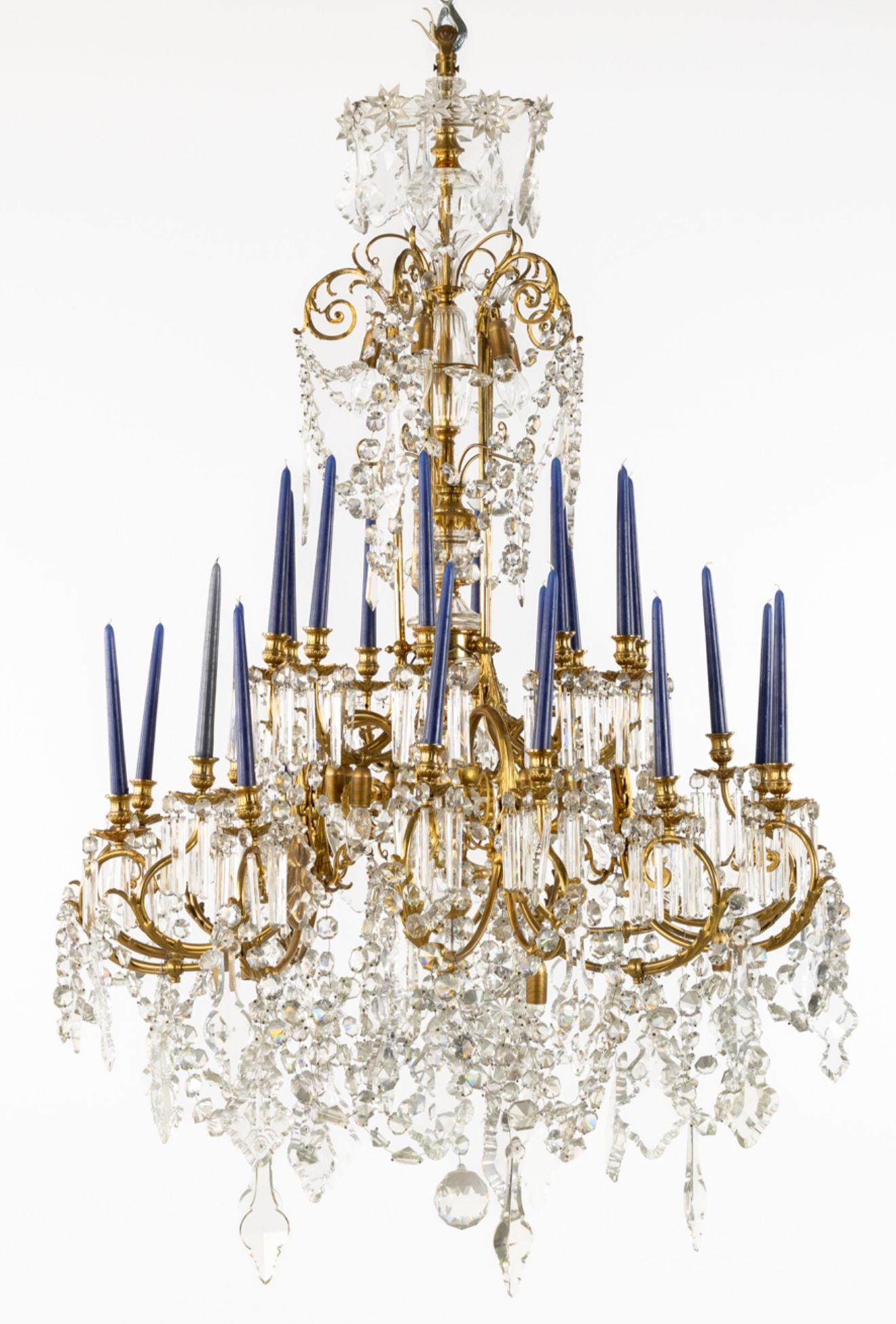 Huge 170cm tall, French baccarat and bronze, early 1800’s chandelier