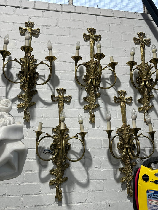 Multiple, antique rare bronze wall lights from the Randolph hotel, Oxford, uk x14 (price per item)