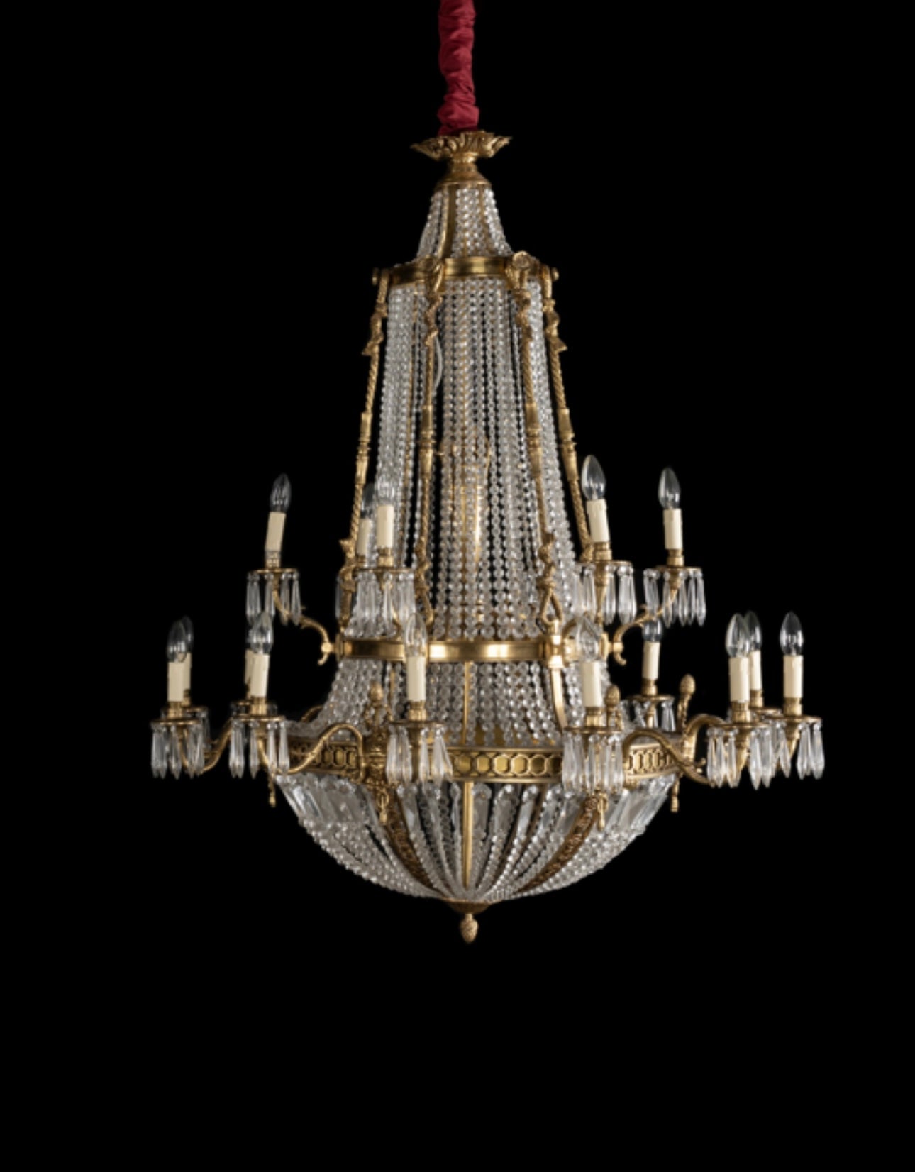 Matching pair of, French empire chandeliers from the set of TV show “THE CROWN” (priced individually)