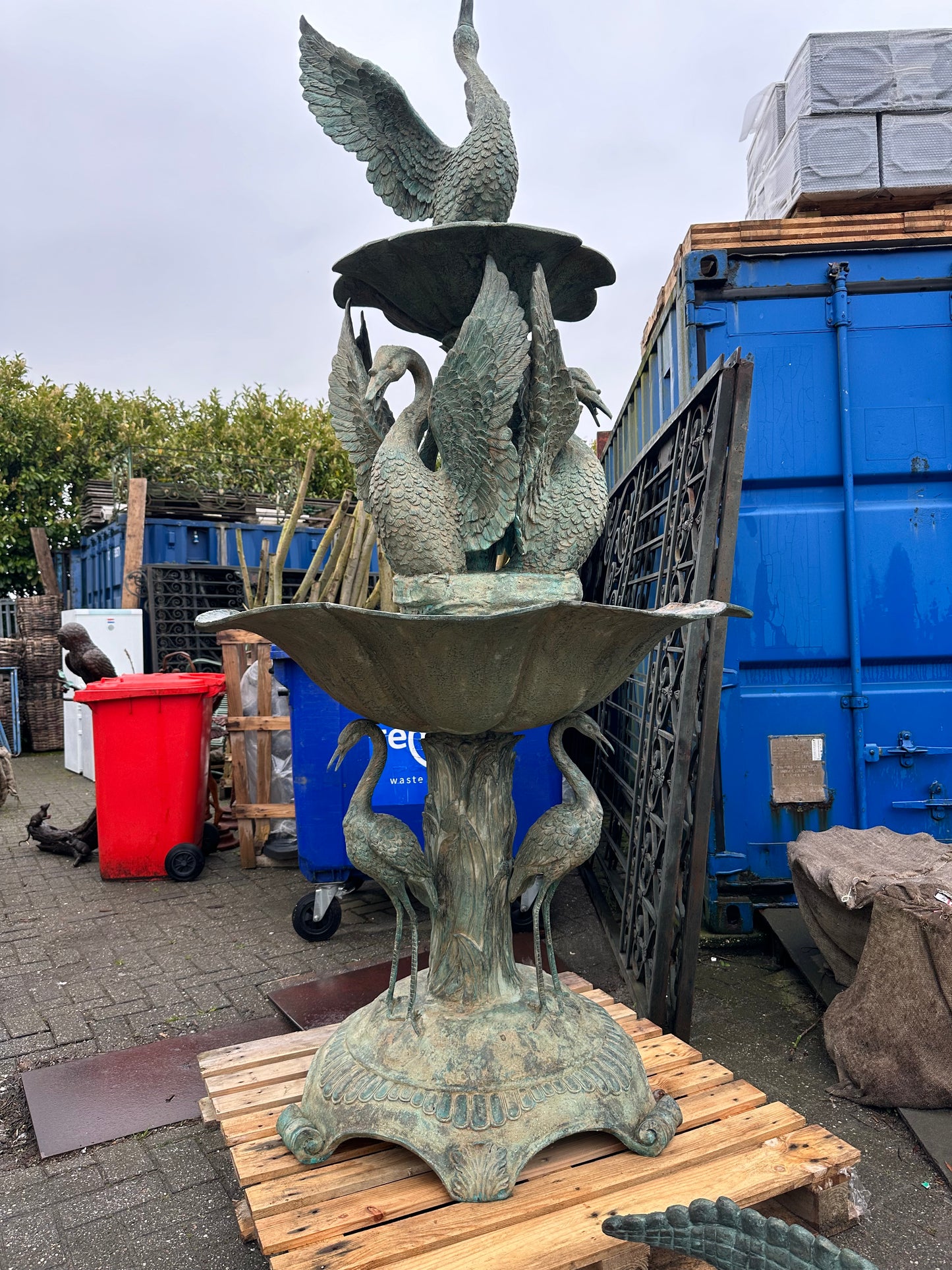 Rare, solid bronze, “Swan” water fountain