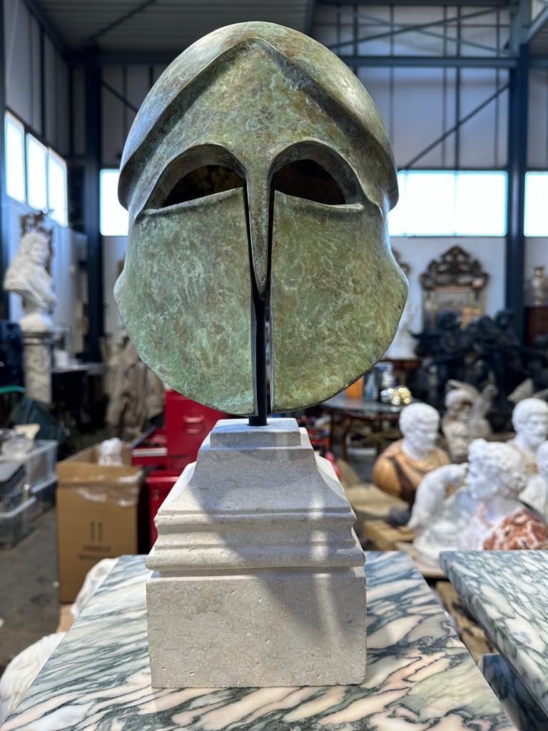 Huge, full size, bronze roam mask on plinth, very rare find from GREECE