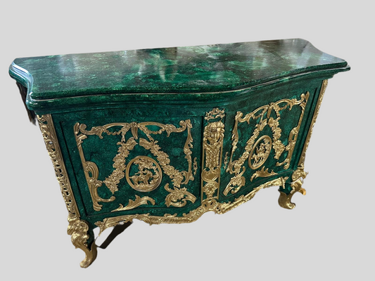 Beautiful, French marble topped empire commode with bronze ormolu (pair available)