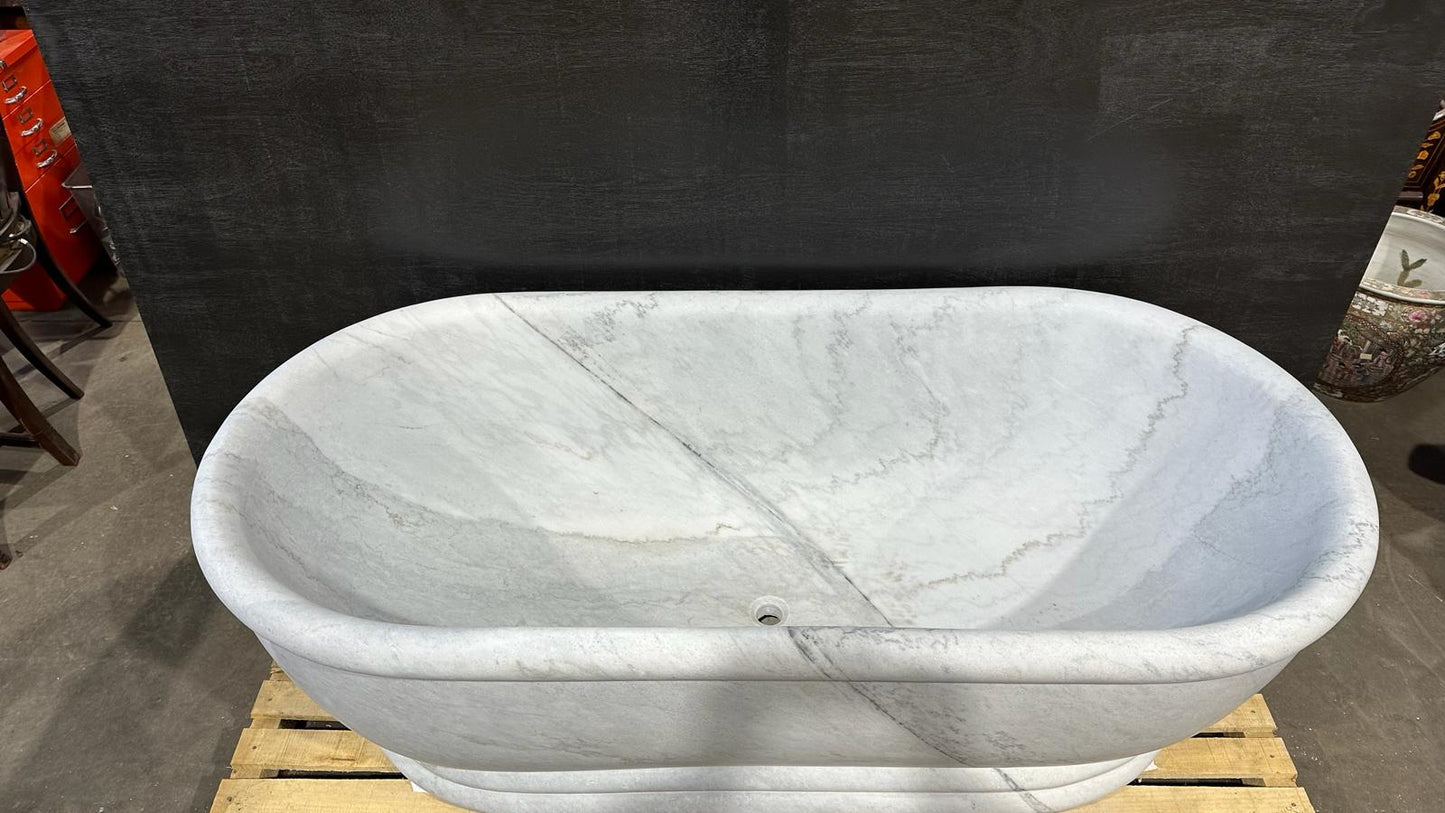 Italian solid marble bath, 188cm long, double ended