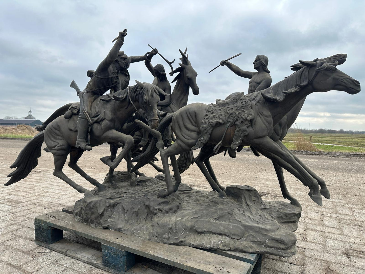 Huge, 5ft long, bronze sculpture from 1800’s, depicting American war scene