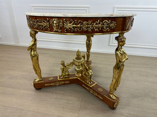 Stunning, bronze marble top french centre table with ormolu decoration