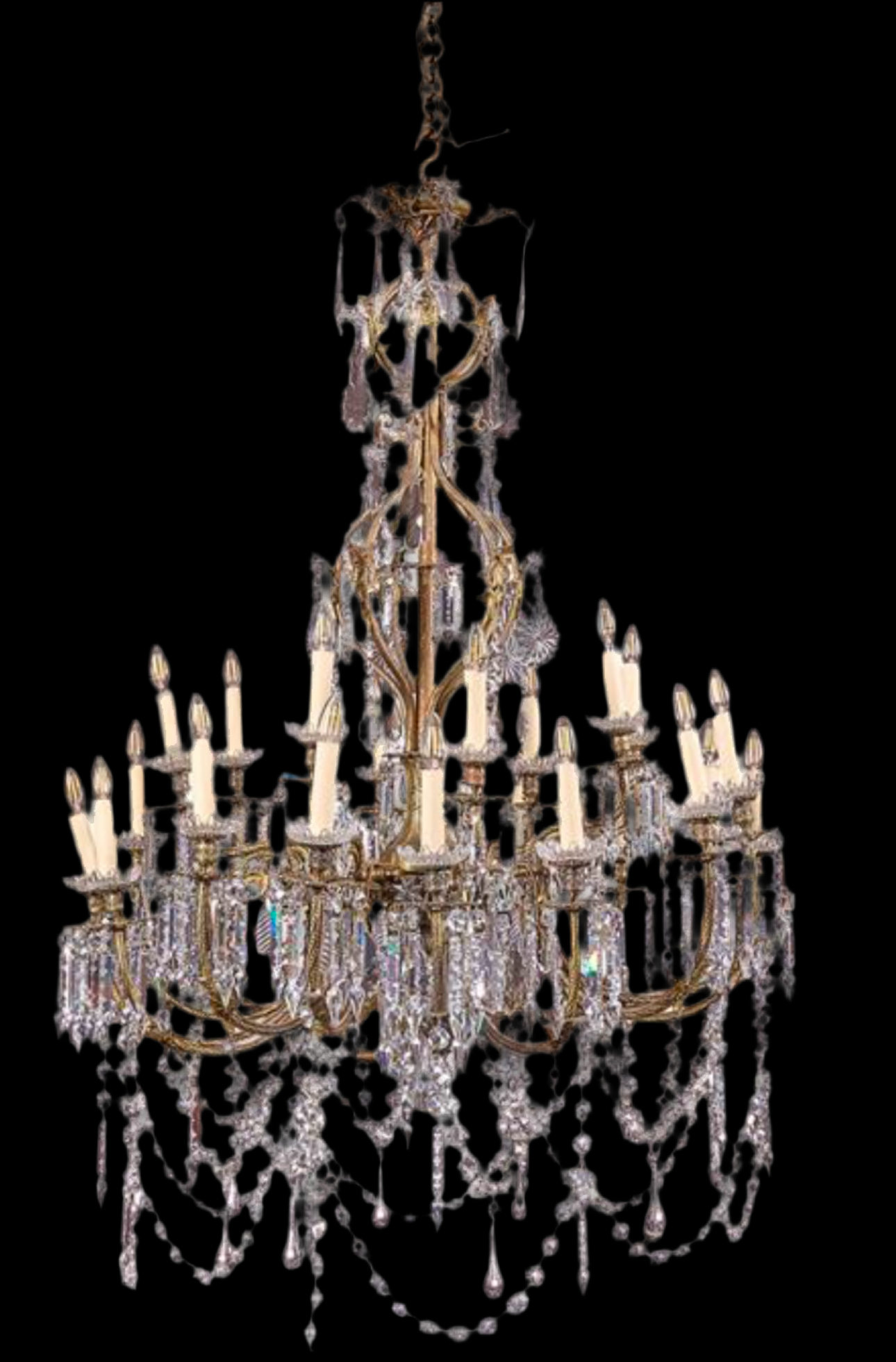 19thC, Italian, gilt bronze and crystal, huge 170cm tall (without chain) Italian chandelier