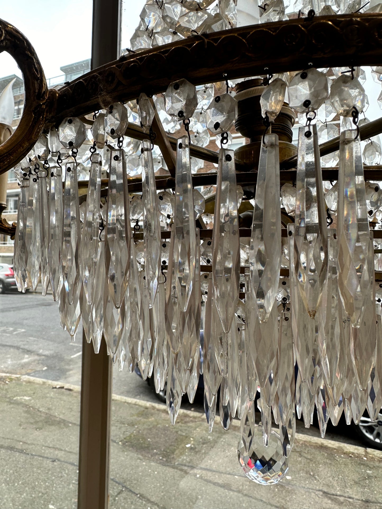 Stunning, 100cm tall original crystal French empire chandelier from 1800’s